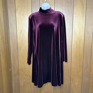 VTG Y2K Betsy's Things Dress Women 14 Burgundy Velvet Holiday Whimsigoth Party‎